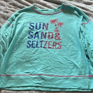 Teal Sweatshirt with Colorful Print